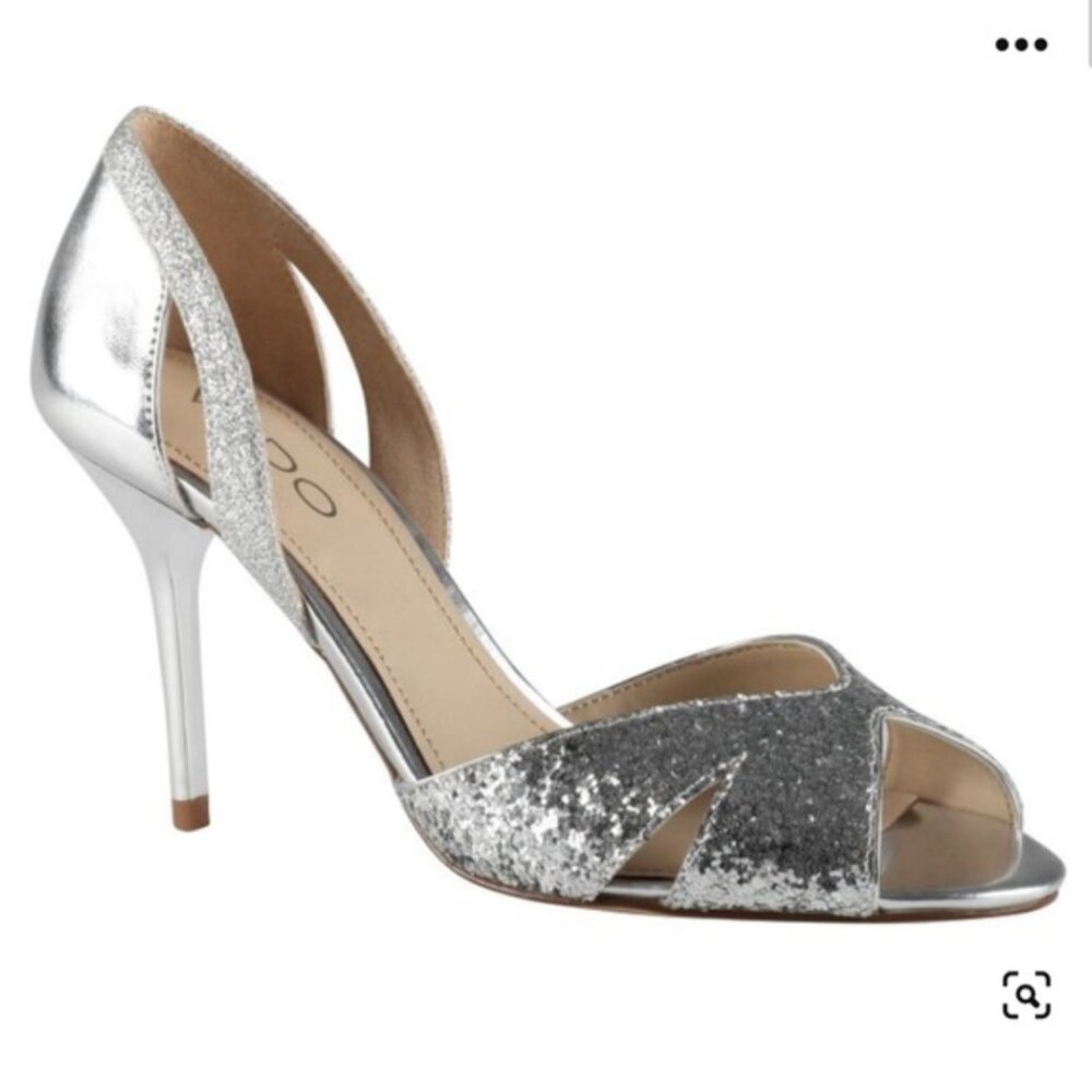 ALDO glitter sprakly silver high heel size 7
